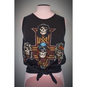 GUNS N ROSES Skull & Cross Tie Front Bank Tank Top